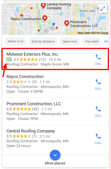local pack adwords ads